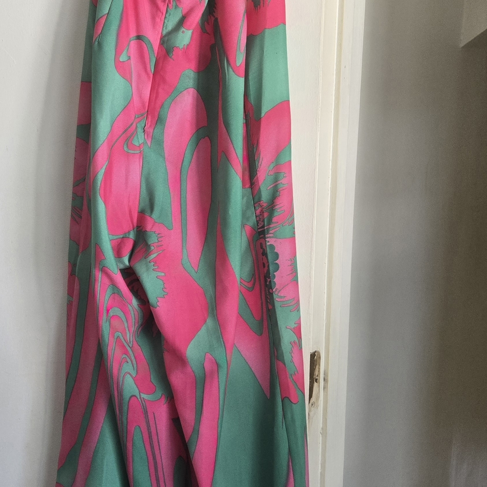 Mustard Seed Vibrant Pink and Green Wide Leg Pants